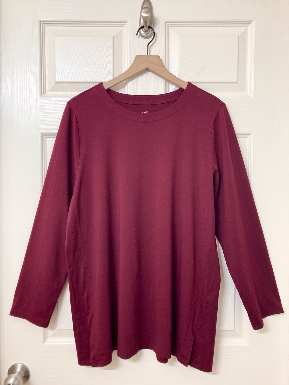 J. Jill Burgundy Luxe Supima Cotton Forward Seam Long Sleeve Tunic Shirt XL